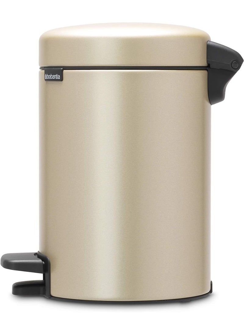 Brabantia NewIcon Pedal Bin 3L, Beige, Soft-Closure Bathroom Rubbish Bin with Removable Inner Bucket + Bin Bags - Image 2